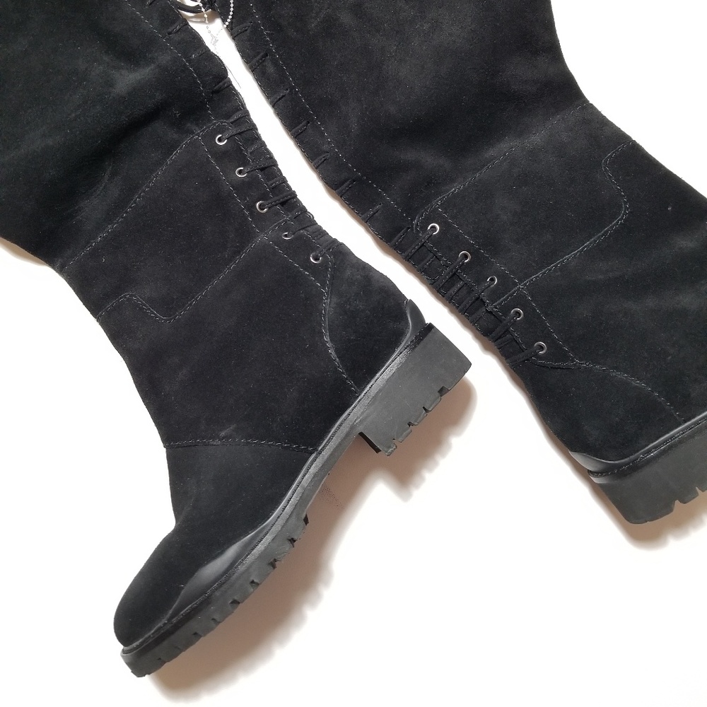 NEW Nine West Mavira Suede Lace Up Over Knee Boots - Picture 4 of 8